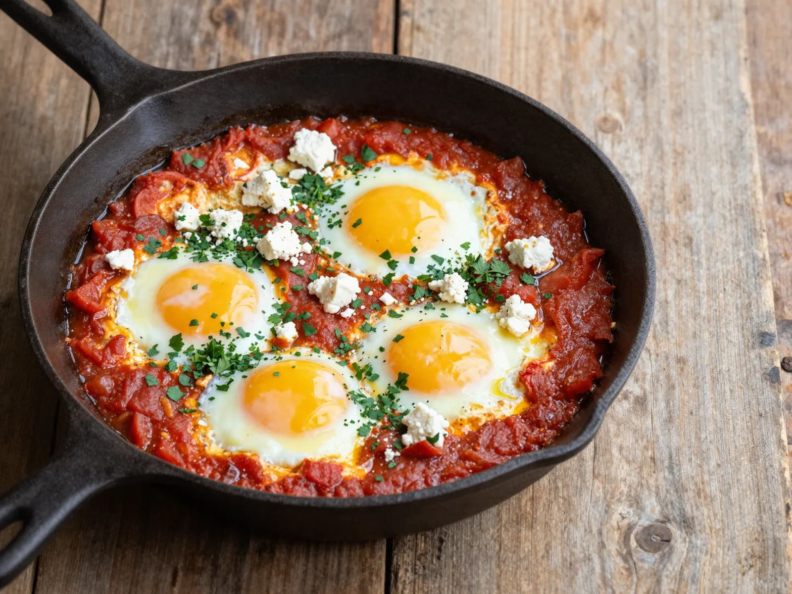 Shakshuka in a cast-iron pan — from photo to plate
