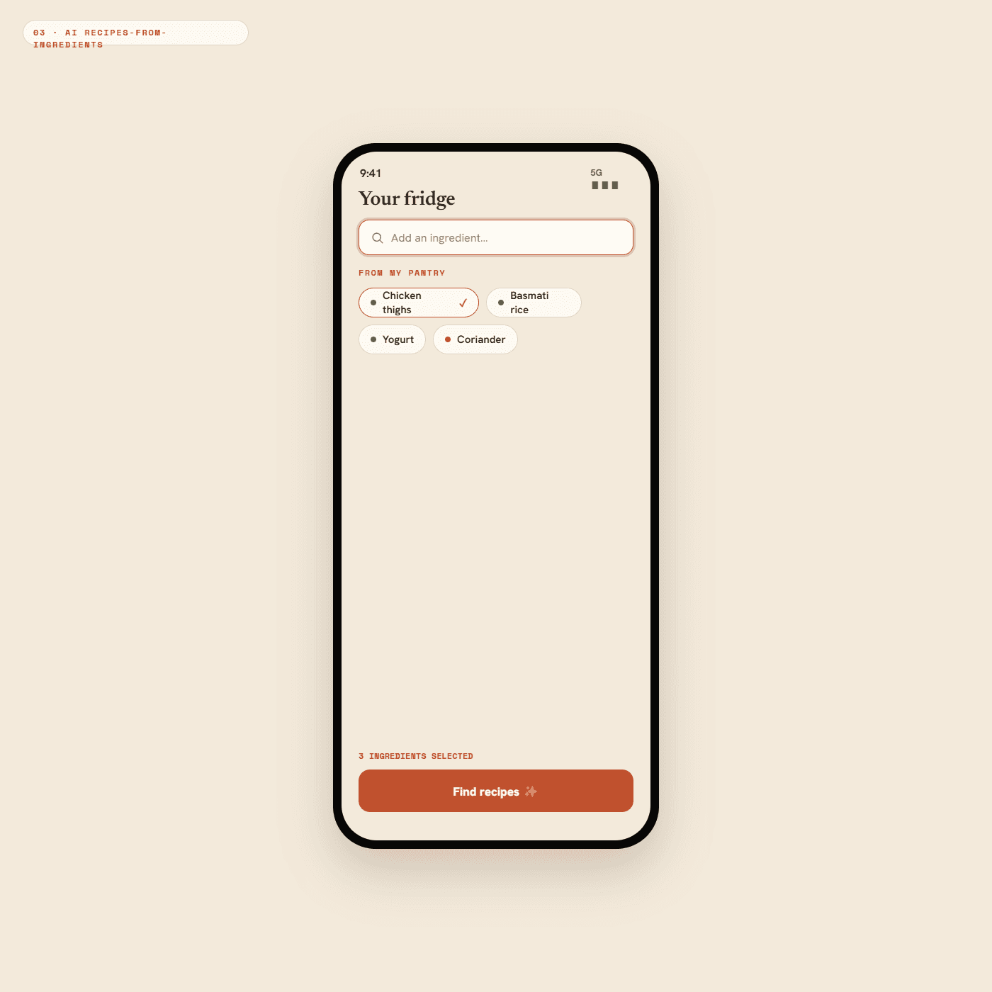 Cooksy AI Recipes-from-Ingredients — pantry ingredient picker